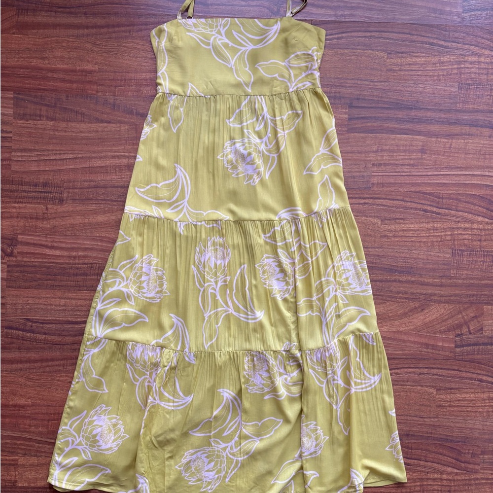 Yireh Floral Lime Back Tie Dress